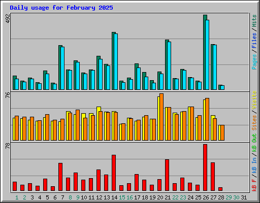 Daily usage for February 2025